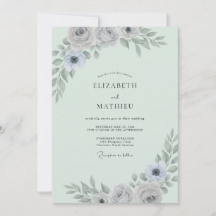 Invitación Boda de Eucalipto con Follaje de Plata Menta