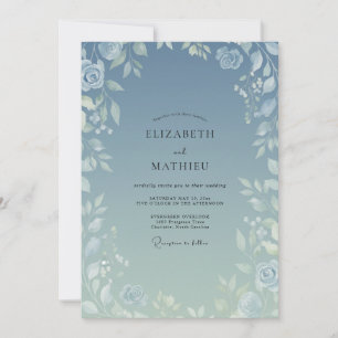 Invitación Boda de eucalipto con follaje de plata pizarra