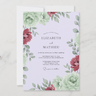 Invitación Boda de Eucalipto con Follaje de Salvia Carmesí