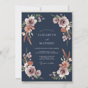 Invitación Boda de eucalipto con follaje de terracota naval