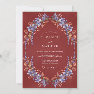 Invitación Boda de Eucalipto con Follaje de Vinca de Color Óx
