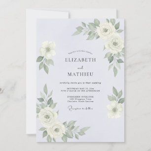 Invitación Boda de Eucalipto con Follaje de Vinca Plateada