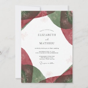 Invitación Boda de Eucalipto con Follaje Esmeralda Carmesí