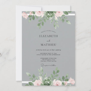 Invitación Boda de Eucalipto con Follaje Gris Acero