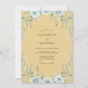 Invitación Boda de Eucalipto con Follaje Gris Mostaza