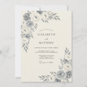 Invitación Boda de eucalipto con follaje gris pizarra