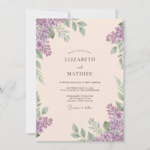 Invitación Boda de eucalipto con follaje lila champán