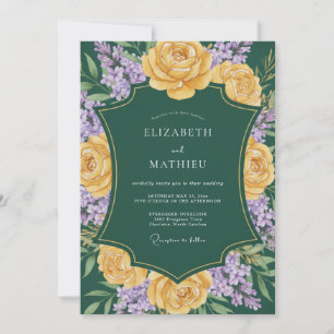 Invitación Boda de Eucalipto con Follaje Lila Dorado