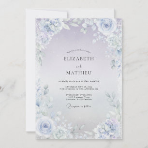 Invitación Boda de Eucalipto con Follaje Lila Hielo