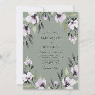Invitación Boda de Eucalipto con Follaje Lila Oliva
