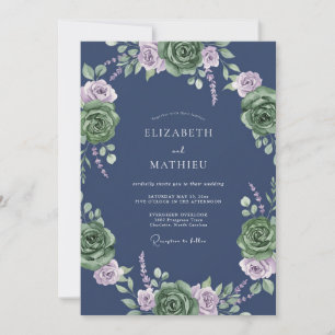Invitación Boda de Eucalipto con Follaje Lila Pizarra