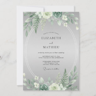 Invitación Boda de eucalipto con follaje suculento de menta