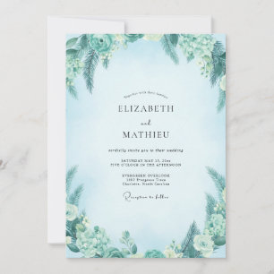 Invitación Boda de eucalipto con follaje turquesa