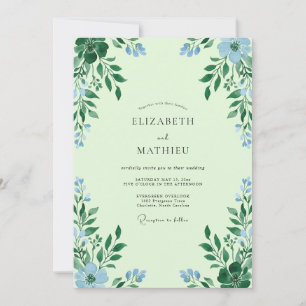 Invitación Boda de eucalipto con follaje verde menta cielo