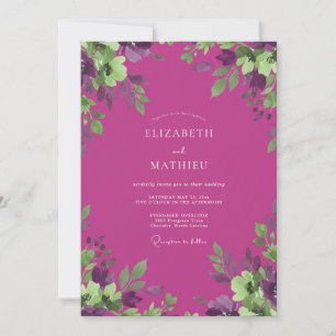 Invitación Boda de Eucalipto con Follaje Violeta Magenta