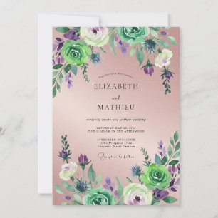 Invitación Boda de Eucalipto con Follaje Violeta Malva