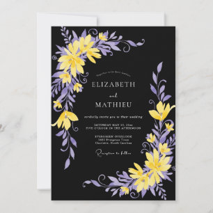 Invitación Boda de Eucalipto con Follaje Violeta Negro