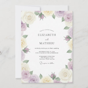 Invitación Boda de Eucalipto con Hojas de Crema de Lila