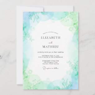 Invitación Boda de Eucalipto con Hojas de Menta Chartreuse