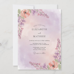 Invitación Boda de Eucalipto con Ramillete de Albaricoque Vio