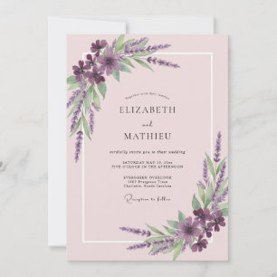 Invitación Boda de Eucalipto con Ramillete de Ametista Pálida