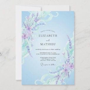 Invitación Boda de Eucalipto con Ramillete de Ametista y Peri