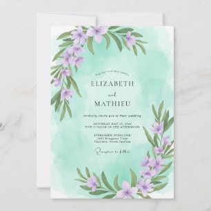 Invitación Boda de Eucalipto con Ramillete de Lila y Menta