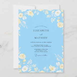 Invitación Boda de Eucalipto con Ramillete de Limón y Aciano