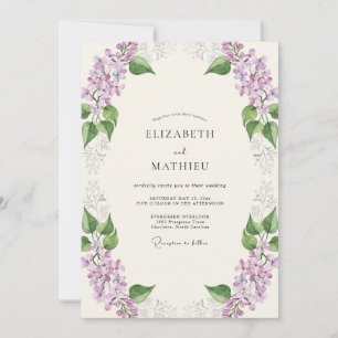 Invitación Boda de Eucalipto con Ramillete de Violeta Amatist