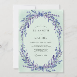 Invitación Boda de Eucalipto con Ramilletes de Celadón Periwi