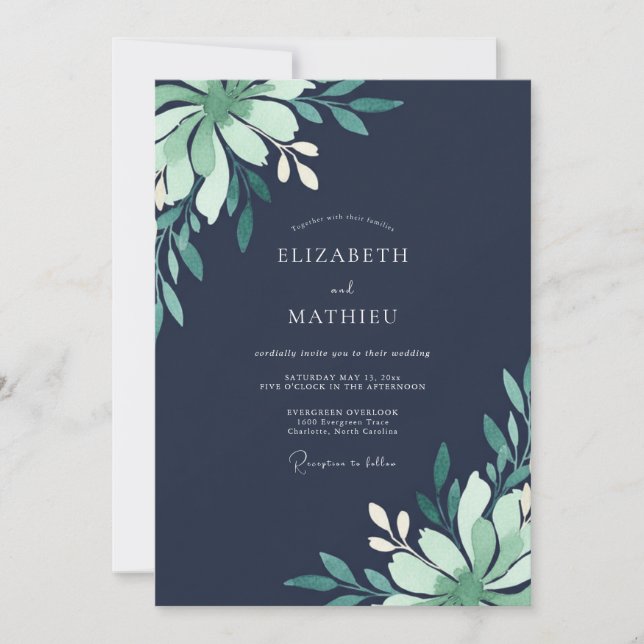 Invitación Boda de Eucalipto con Ramita de Espuma de Mar a Me (Anverso)