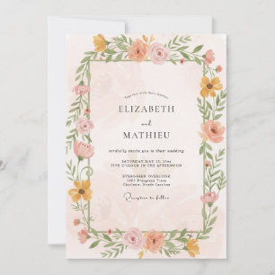 Invitación Boda de Eucalipto Coral Golden Sprig