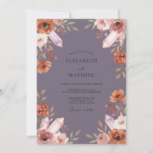 Invitación Boda de Eucalipto Cristal Púrpura Polvoriento