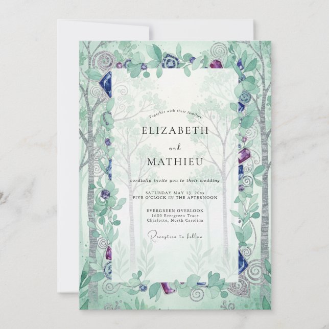 Invitación Boda de eucalipto de abedul menta bosque (Anverso)