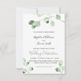 Invitación boda de eucalipto de acuarela