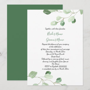 Invitación boda de eucalipto de acuarela elegante