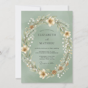 Invitación Boda de eucalipto de bosque de madera de pino ment