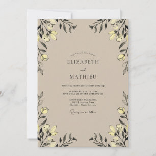Invitación Boda de eucalipto de follaje amarillo bronceado