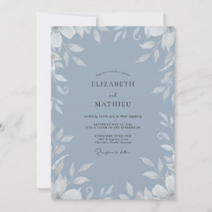Invitación Boda de Eucalipto de Follaje Blanco Pizarra