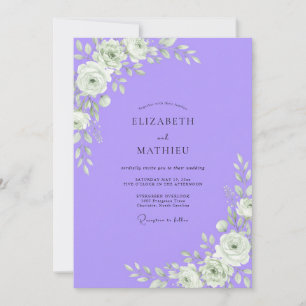 Invitación Boda de Eucalipto de Follaje Blanco Violeta