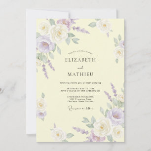 Invitación Boda de Eucalipto de Follaje Crema Cálida Lila