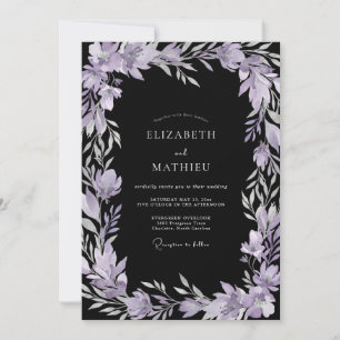 Invitación Boda de Eucalipto de Follaje de Amatista Negra
