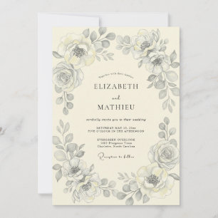 Invitación Boda de Eucalipto de Follaje de Carbón de Plata