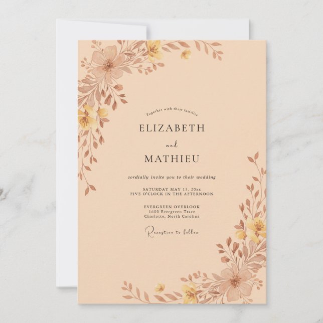 Invitación Boda de eucalipto de follaje de cobre (Anverso)