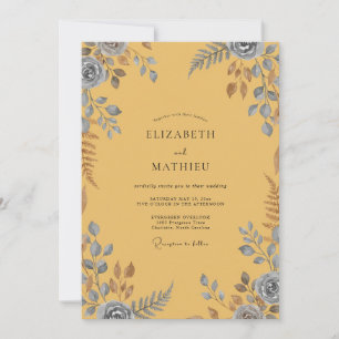 Invitación Boda de Eucalipto de Follaje de Pizarra Mostaza