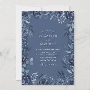 Invitación Boda de Eucalipto de Follaje Gris Pizarra de Acero
