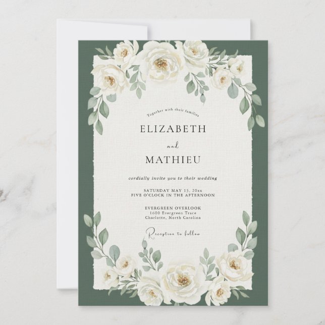 Invitación Boda de eucalipto de follaje perenne (Anverso)