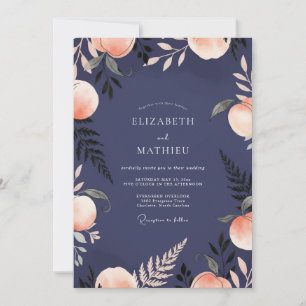 Invitación Boda de Eucalipto de Fruta de Albaricoque Índigo
