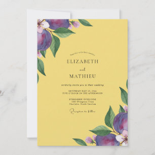 Invitación Boda de Eucalipto de Fruta de Ciruela Amarilla