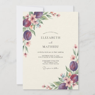 Invitación Boda de eucalipto de fruta de ciruela profunda